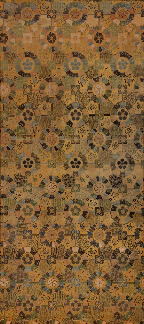 Bonhams A kesi chrysanthemum and Buddhism treasures panel 19th century