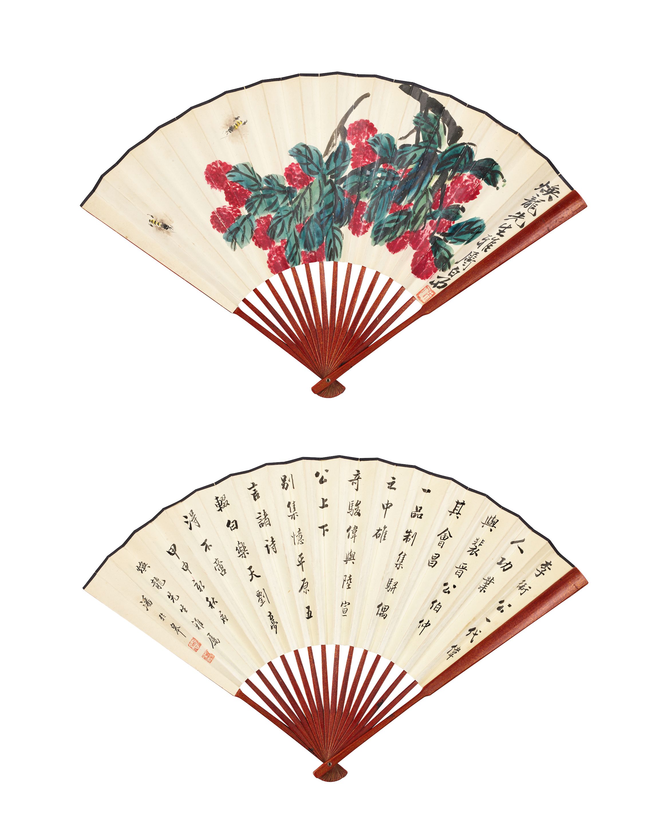 Lychee and Bees; Calligraphy in Running Script