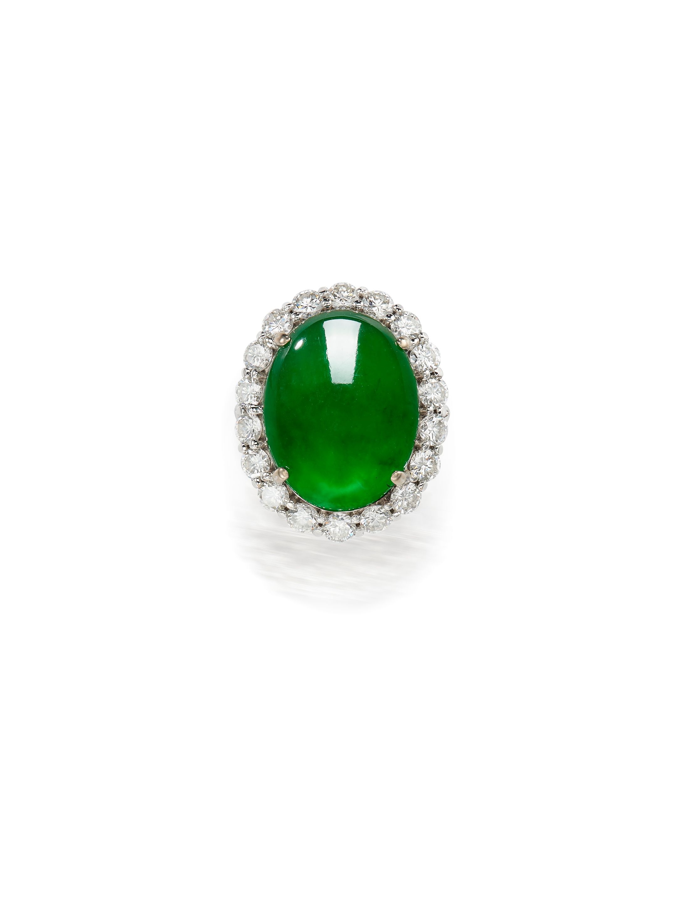 A JADEITE AND DIAMOND RING