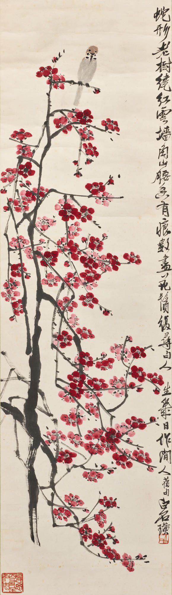 Bonhams : Qi Baishi (1864-1957) Plum Blossoms and Bird