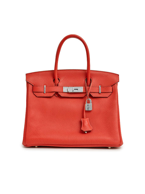 Bonhams : HERMÈS RED TOGO BIRKIN 30 WITH PALLADIUM HARDWARE