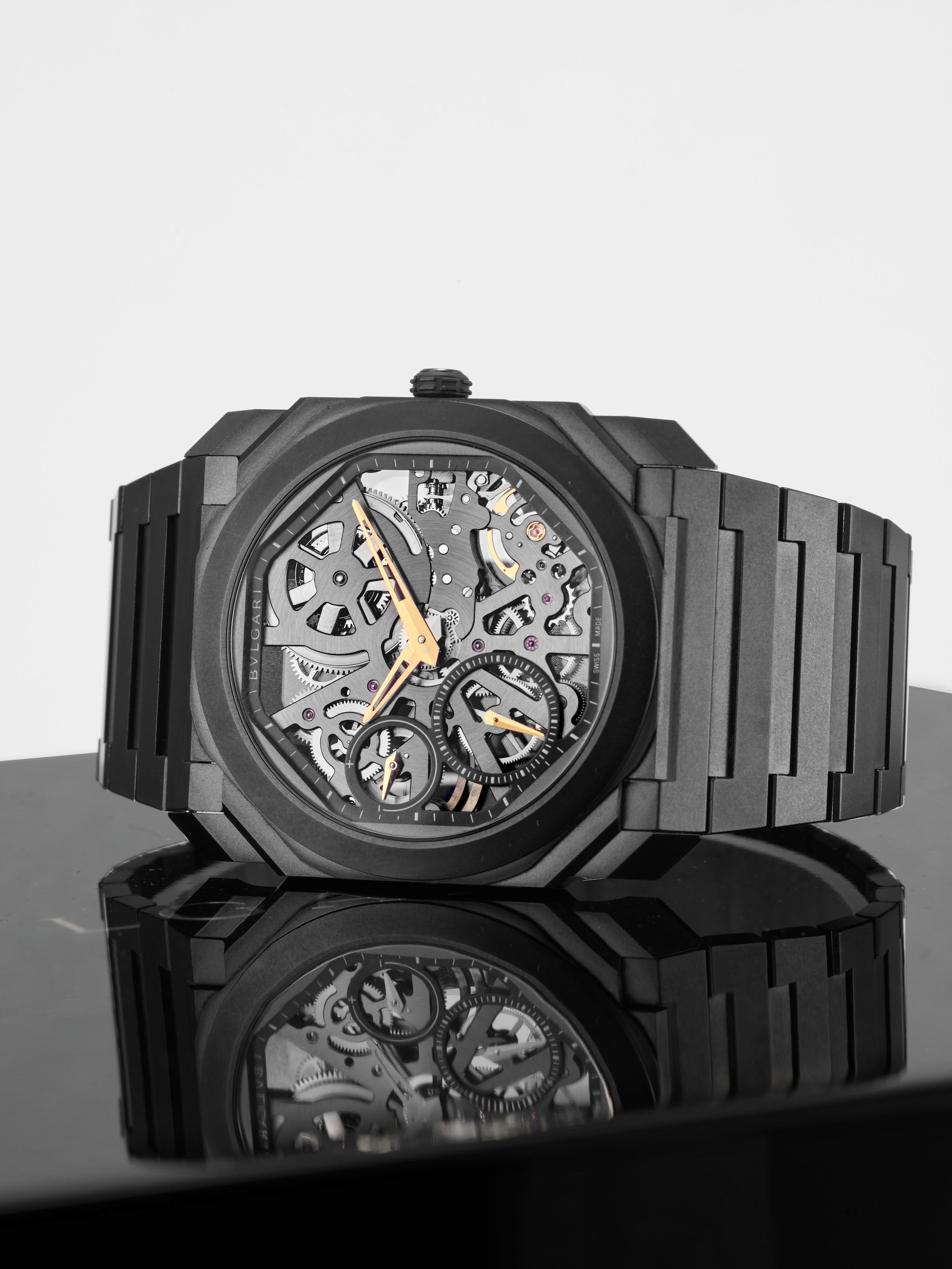 Bonhams : BVLGARI OCTO FINISSIMO SKELETON, AN ULTRA THIN DLC TITANIUM  SKELETONISED BRACELET WATCH WITH POWER RESERVE, CIRCA 2021