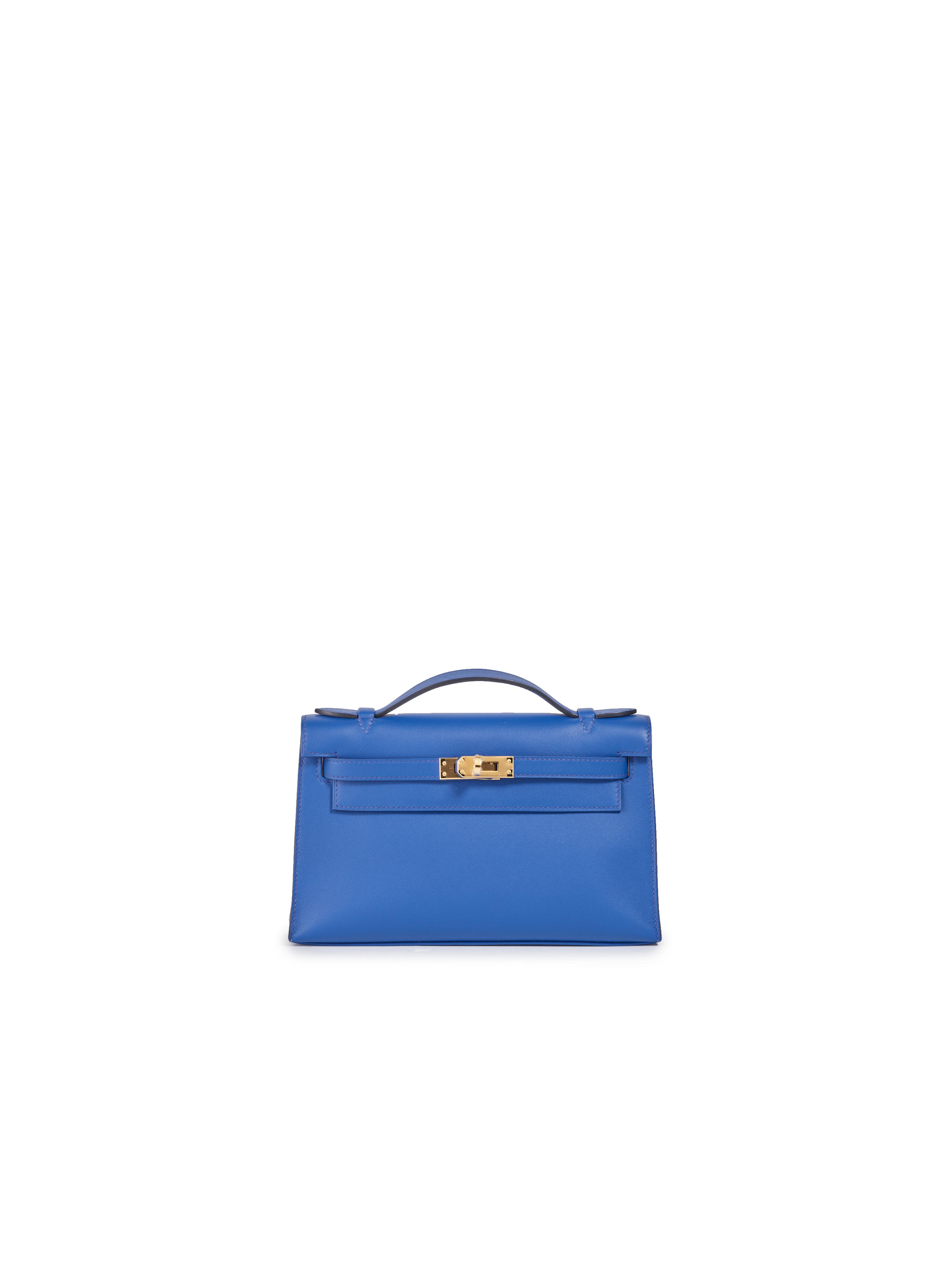 Sold at Auction: Hermes, Hermes Mini kelly pochette blu con dustbag  originale
