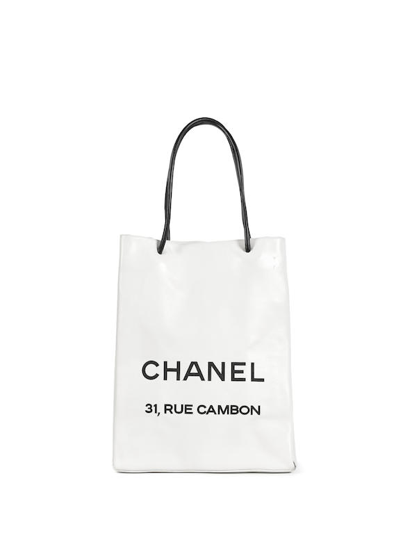 Bonhams : CHANEL 31 RUE CAMBON SHOPPING TOTE-WHITE LEATHER (includes serial  sticker, authenticity card, original dust bag)