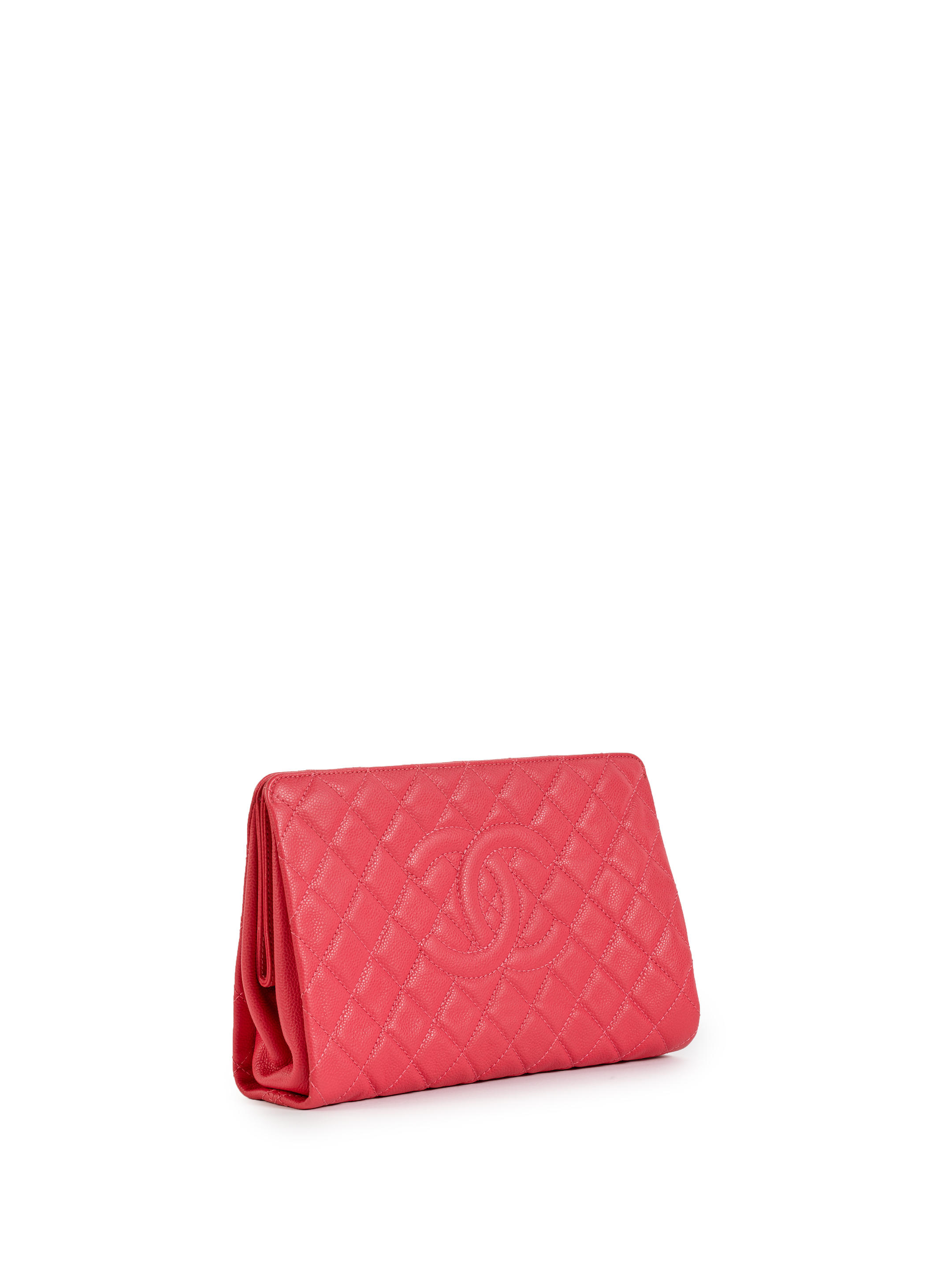 CHANEL ROSE RED QUILTED CAVIAR LEATHER CC LOGO LARGE TIMELESS CLUTCH  (includes serial sticker, authenticity card, original dust bag) - Bonhams
