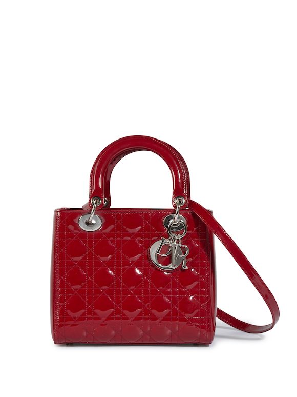 Bonhams DIOR CHERRY RED PATENT CANNAGE MEDIUM CALFSKIN LADY DIOR BAG
