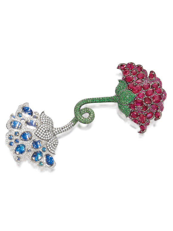 Ruby Poppies Bonhams : FEI LIU: RUBY, GEM-SET AND DIAMOND 'POPPIES IN LOVE' BROOCH