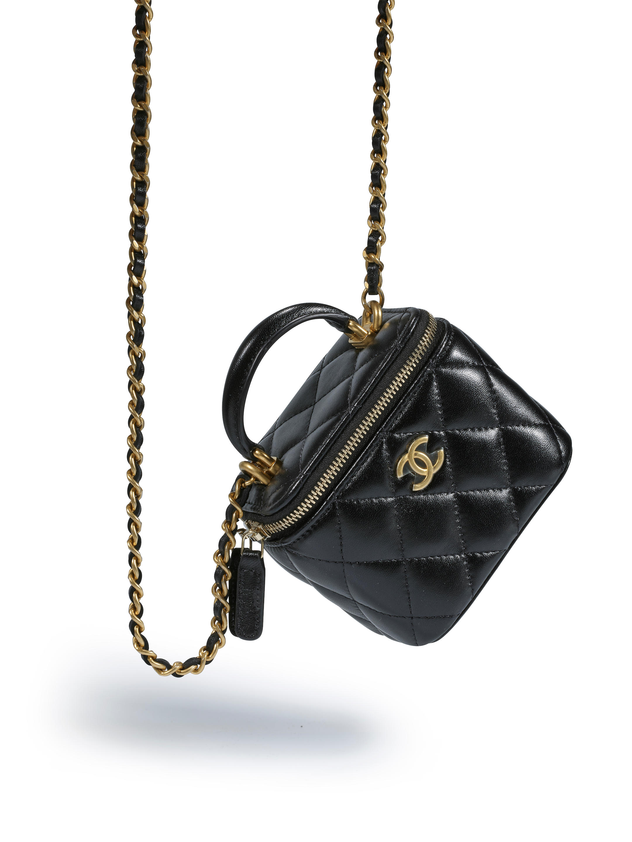 Bonhams : Chanel Black Lambskin Small Vanity Case with Gold Hardware  (includes dust bag and orignal box)