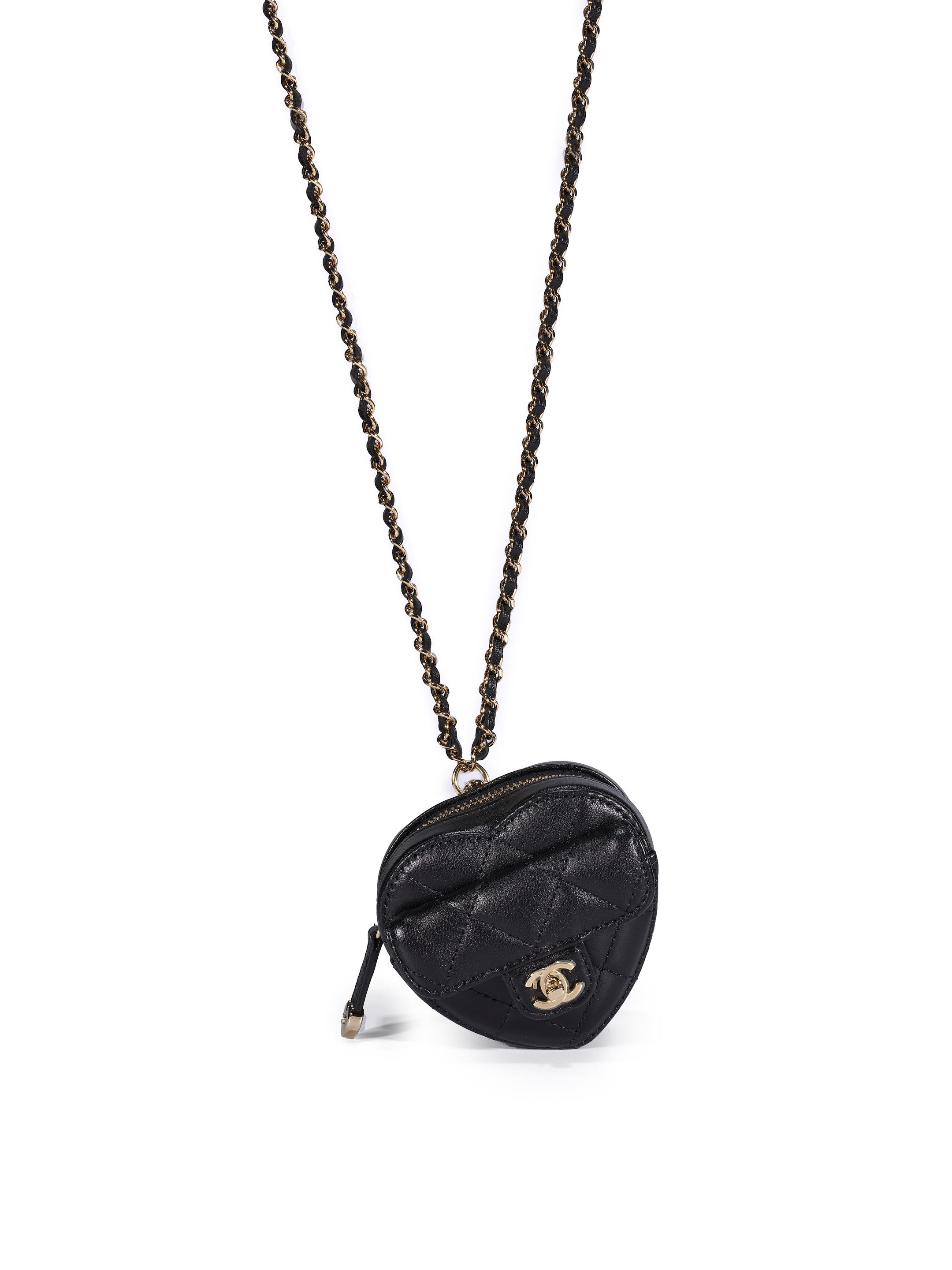 Chanel Black Quilted Lambskin Mini CC In Love Heart Bag