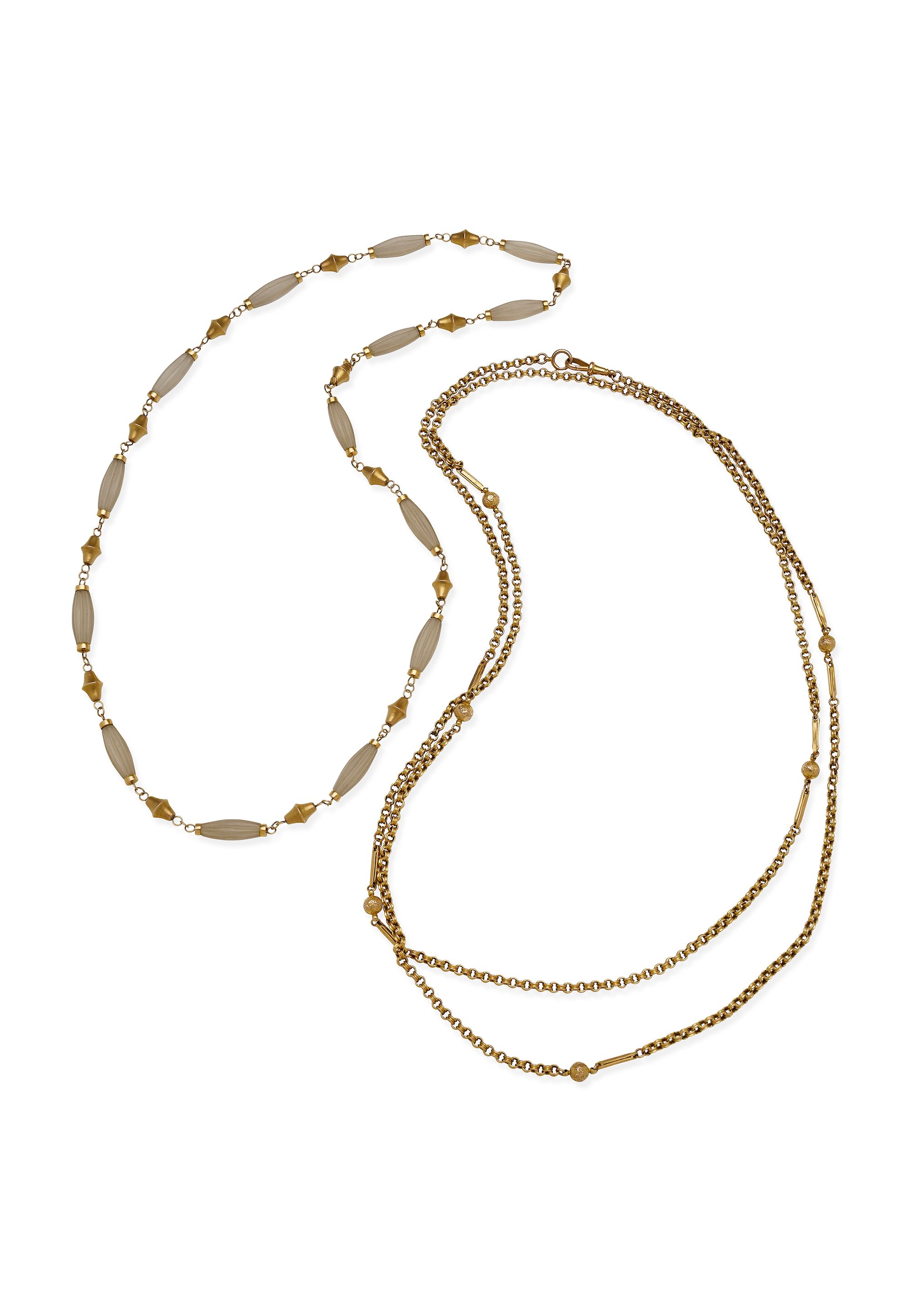 TWO FANCY-LINK NECKLACES