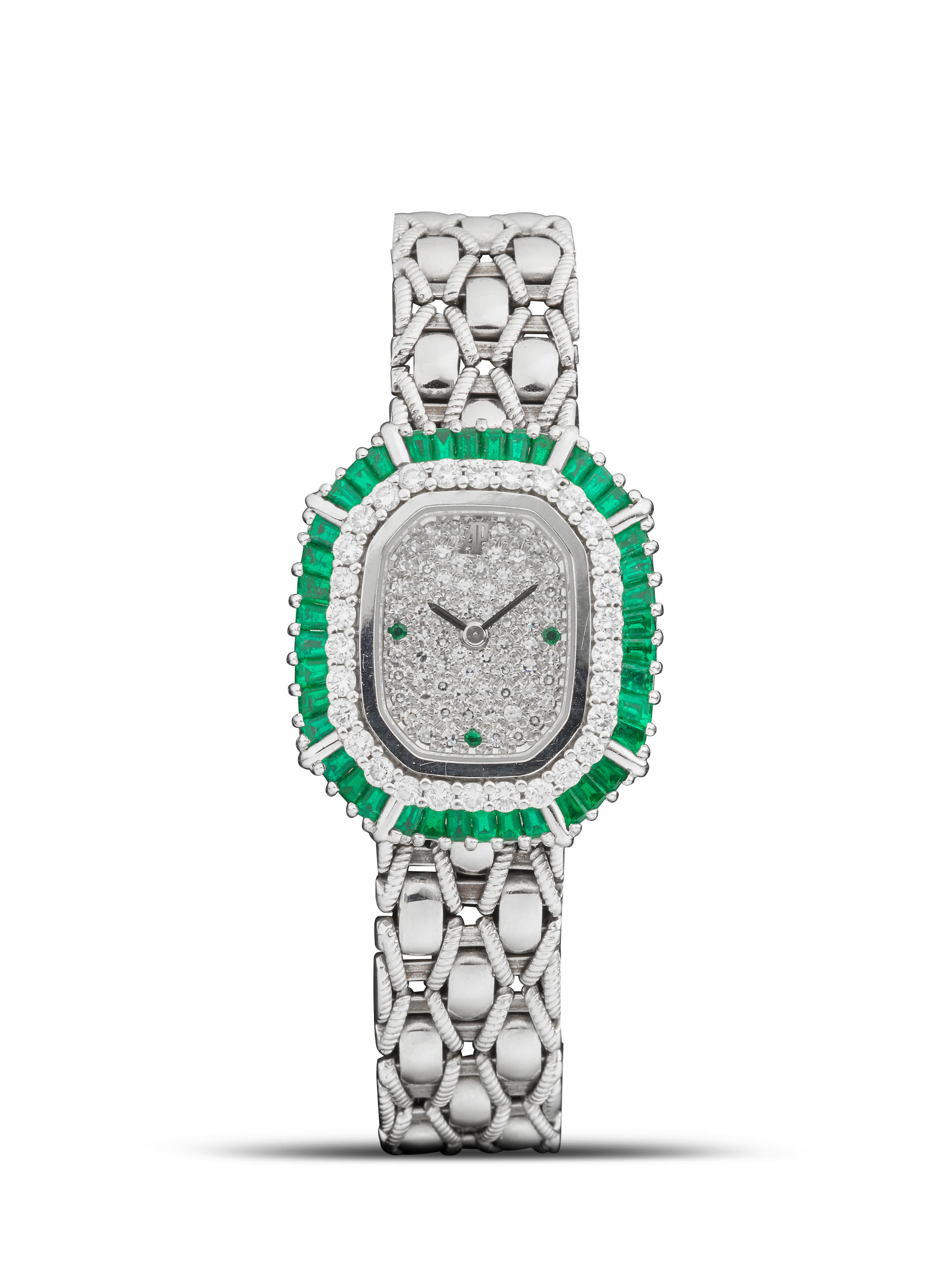 Bonhams : AUDEMARS PIGUET A FINE LADY WHITE GOLD, EMERALD AND DIAMOND ...