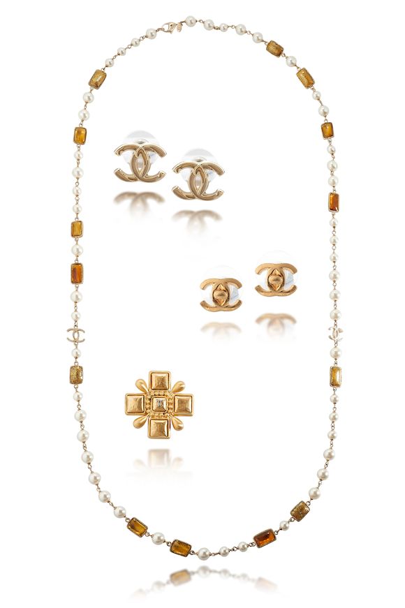 Bonhams CHANEL GOLD METAL CC TURNLOCK EARRINGS, 1995 & GOLD TONED CC