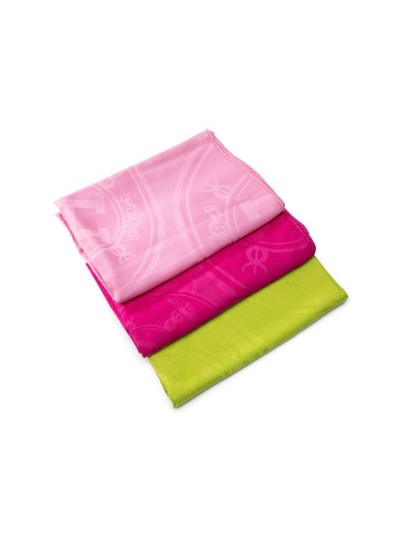Bonhams HERM S A SET OF PINK FUCHSIA GREEN CASHMERE SILK SCARFS bonhams-herm-s-a-set-of-pink-fuchsia-green-cashmere-silk-scarfs