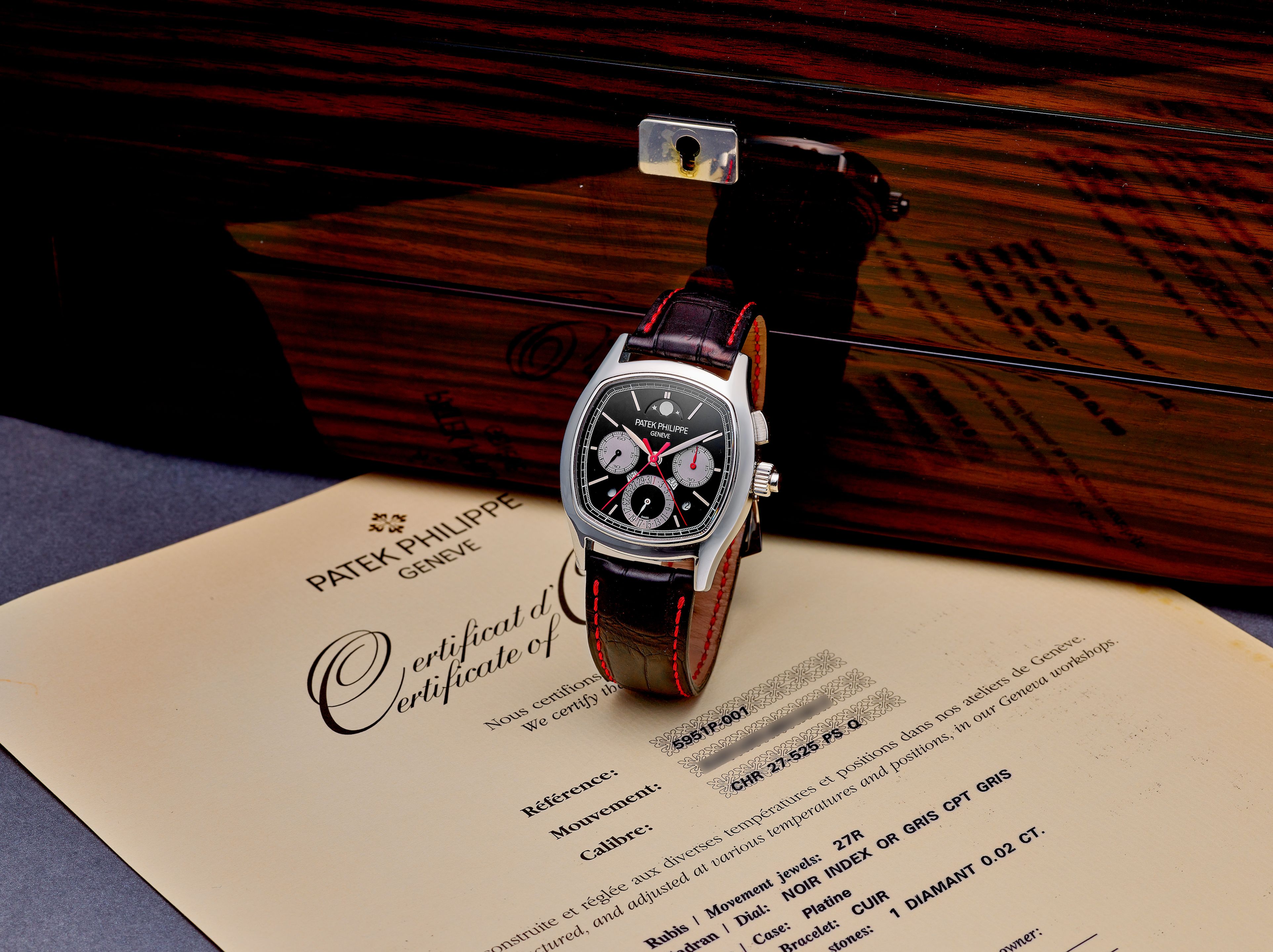 Bonhams : PATEK PHILIPPE | GRAND COMPLICATION, REF.5951P, AN EXCEPTIONALLY RARE PLATINUM PERPETUAL CALENDAR SPLIT SECONDS SINGLE BUTTON CHRONOGRAPH WRISTWATCH WITH MOON PHASES AND LEAP YEAR DISPLAY, CIRCA 2014