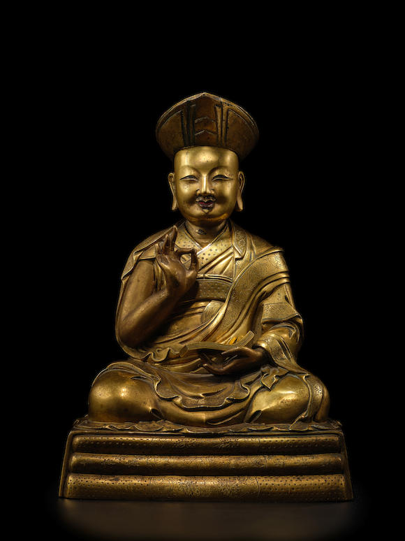 Bonhams : A GILT COPPER ALLOY FIGURE OF THE THIRD CHANGKAI HUTHUGTHU ...