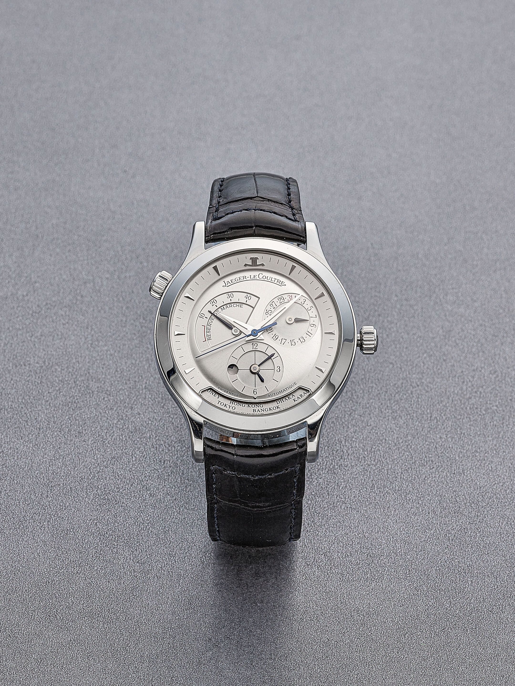 JAEGER-LECOULTRE | MASTER CONTROL GEOGRAPHIC, REF.142.8.92, A STAINLESS STEEL DUAL TIME ZONE WRISTWATCH WITH POWER RESERVE, DAY/NIGHT INDICATOR AND DATE, CIRCA 2000