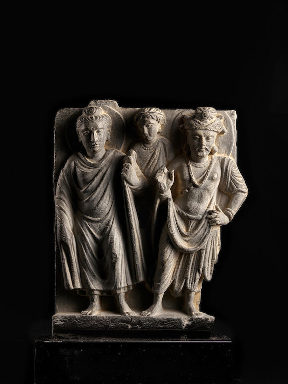Bonhams : A SCHIST RELIEF PANEL OF BUDDHA AND A BODHISATTVA ANCIENT ...