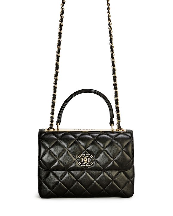CC 24B Trendy Bag 18.5cm Black Lambskin Gold Hardware
