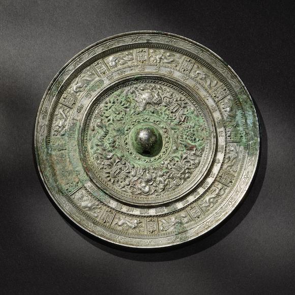 Bonhams : A GILT-SILVER 'MYTHICAL BEASTS' MIRROR Sui/Tang Dynasty