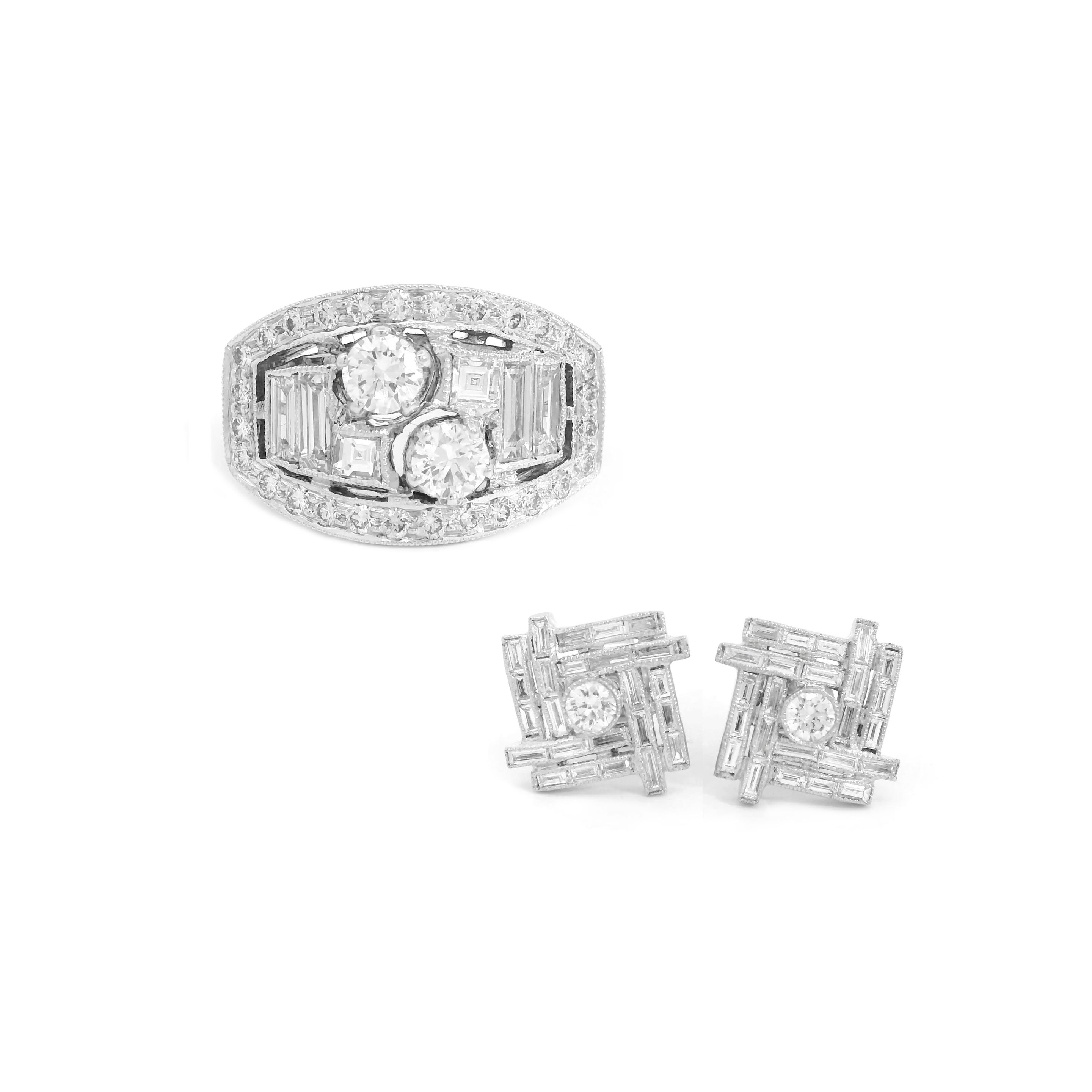 DIAMOND RING AND EARSTUD SET (2)