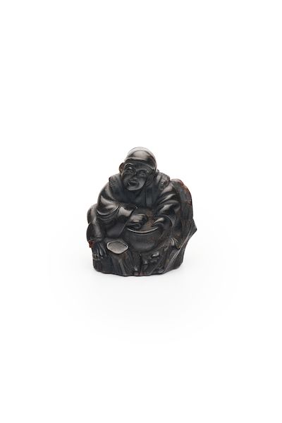 A WOOD NETSUKE OF HANASAKA JIISAN Edo period