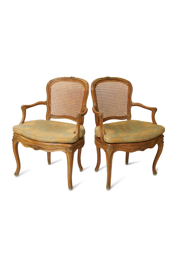 Bonhams : A fine pair of Louis XV carved beech fauteuils, French, circa ...