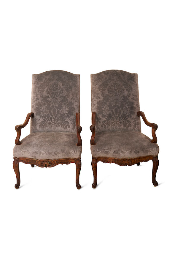 Bonhams : A pair of Louis XV walnut fauteuils, French, 18th century, (2)