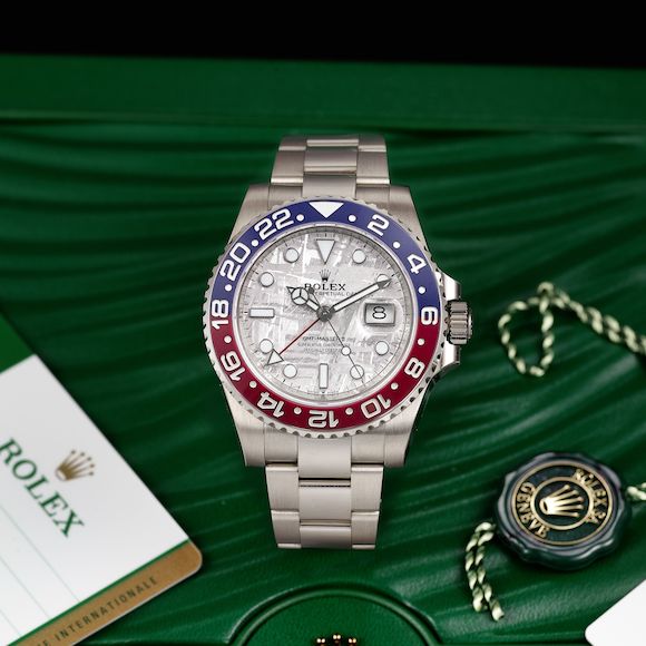 Bonhams : ROLEX | GMT-MASTER II, REF.126719BLRO, A WHITE GOLD DUAL TIME BRACELET WATCH WITH METEORITE DIAL, CERAMIC BEZEL AND DATE, CIRCA 2019