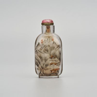 AN INSIDE PAINTED GLASS 'LANDSCAPE' SNUFF BOTTLE Signed Zhou Leyuan, dated by inscription wuzi year, 1888
