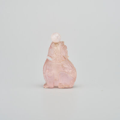 A ROSE QUARTZ 'QILIN' SNUFF BOTTLE Late Qing Dynasty