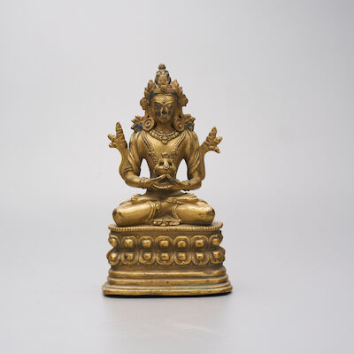 A GILT-BRONZE FIGURE OF AMITAYUS Pala revival, possibly 18th century