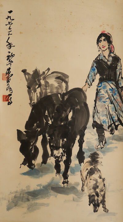 HUANG ZHOU (1925-1997) Woman and Donkeys