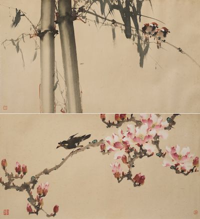 ZHAO SHAOANG (1905-1998) Bamboo and Magnolia (2)