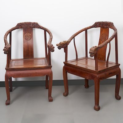 A PAIR OF HUANGHUALI 'DRAGON' CHAIRS 20th century (2)