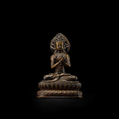 A COPPER ALLOY FIGURE OF VAJRADHARA TIBET, 17TH CENTURY