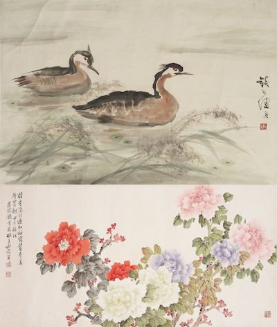 QIAN XINGJIAN (1935-2010) AND HU KEMIN (1909-1991) Mandarin ducks, Peony (2)