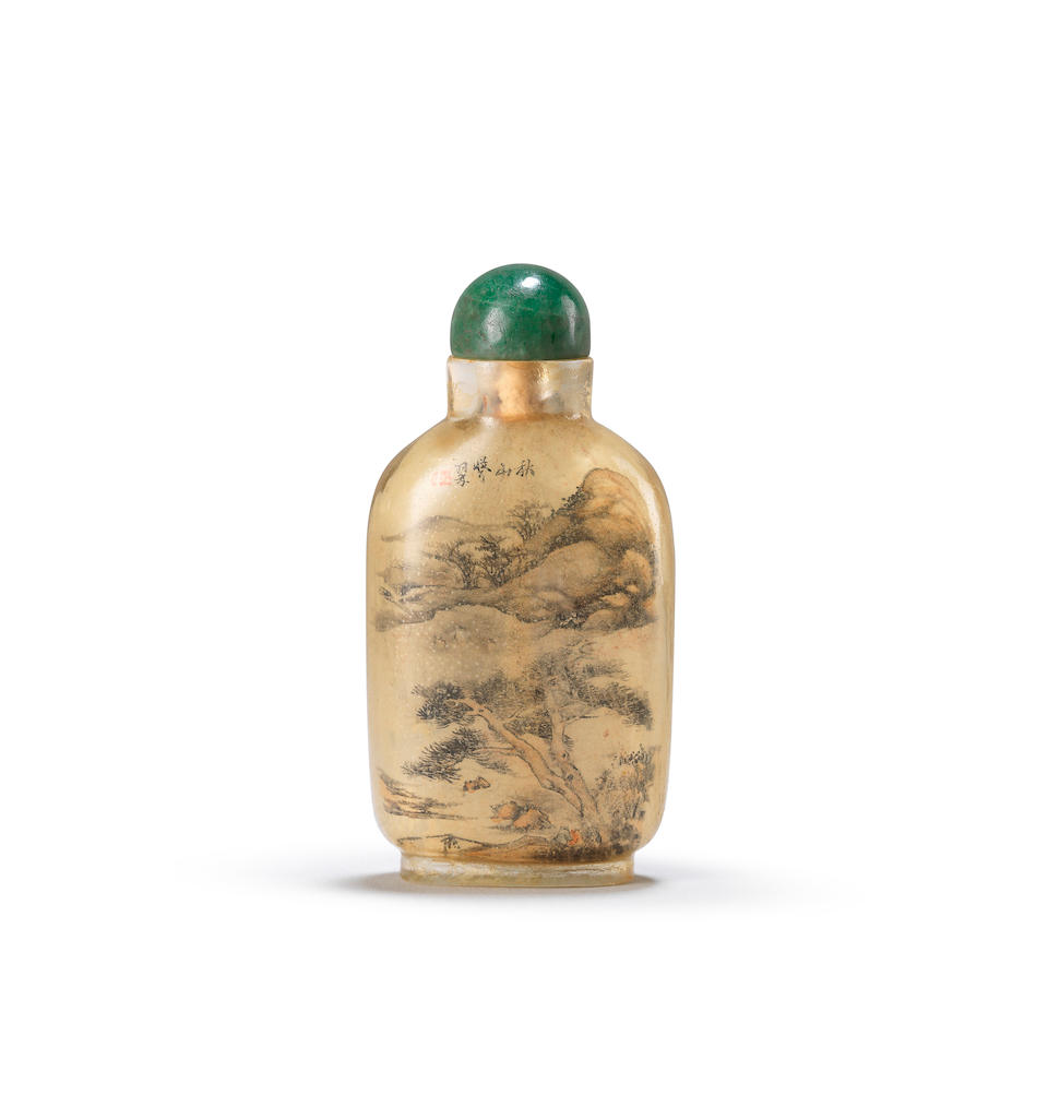 An inside-painted glass 'landscape' snuff bottle   Signed Ding Erzhong, cyclically dated bingshen year corresponding to 1896 (2)