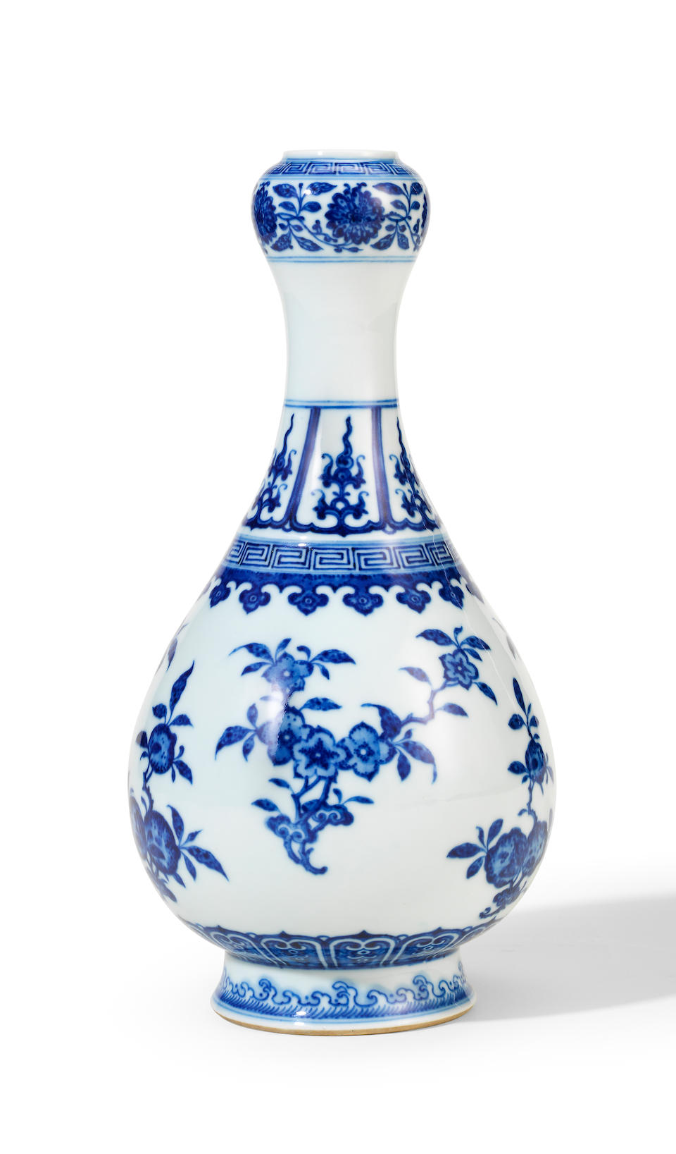 A rare blue and white 'three abundances' garlic-mouth vase Qianlong seal mark and of the period (2)