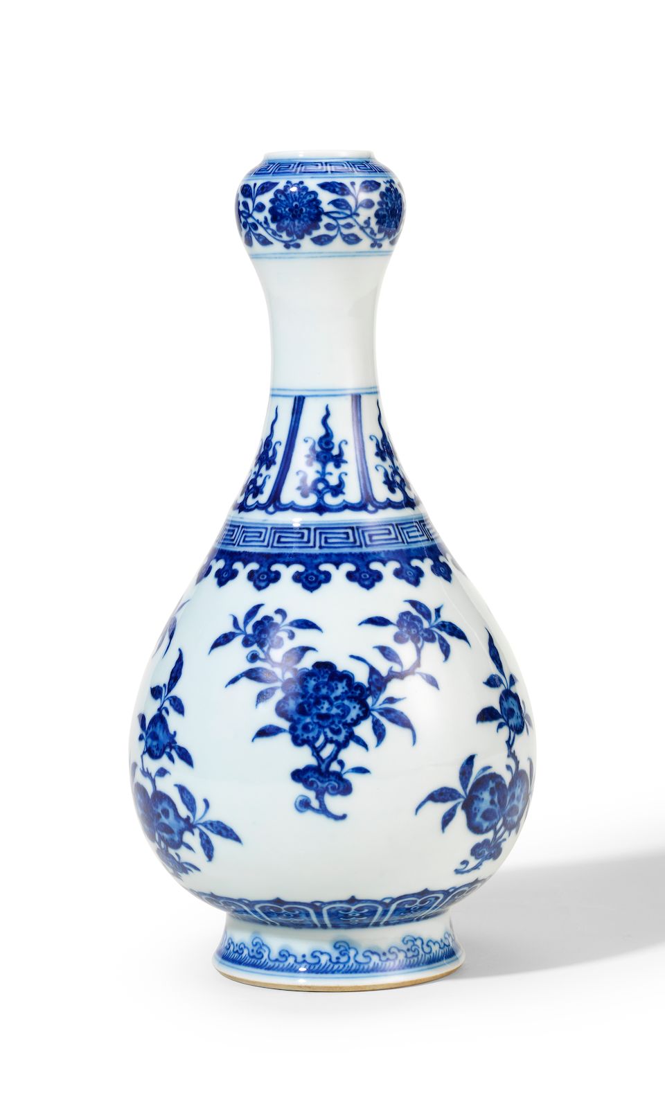 A rare blue and white 'three abundances' garlic-mouth vase Qianlong seal mark and of the period (2)
