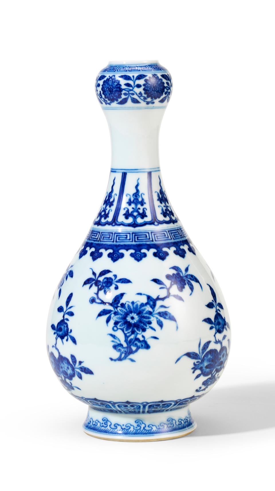A rare blue and white 'three abundances' garlic-mouth vase Qianlong seal mark and of the period (2)