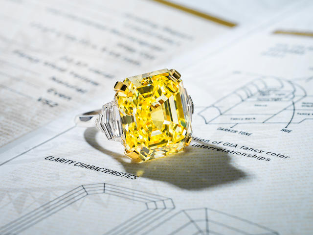 An important fancy coloured diamond and diamond ring
