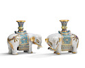 Thumbnail of A pair of gilt-bronze and cloisonné enamel elephants Mid-Qing Dynasty (2) image 2