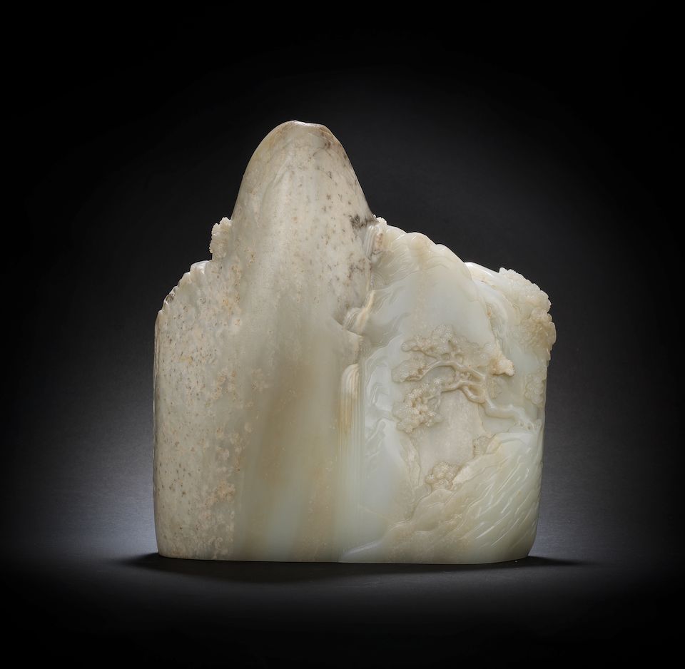 A rare massive pale green jade mountain Qianlong (2)