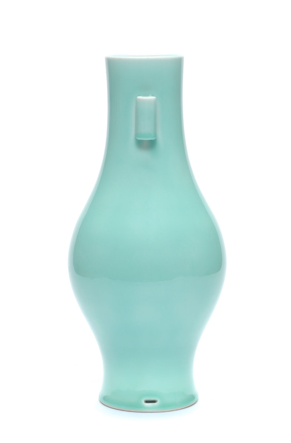 An exceptionally rare Imperial celadon-glazed olive-shaped vase Yongzheng seal mark and of the period