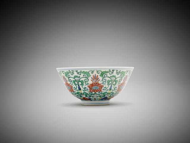 A Chinese doucai 'floral' bowl Daoguang six-character underglaze blue mark