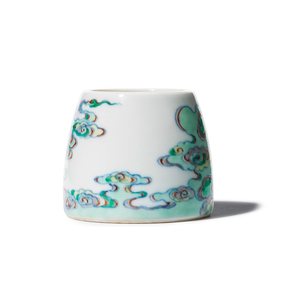 A pair of exceptionally rare Imperial doucai waterpots Yongzheng six-character marks and of the period (4)