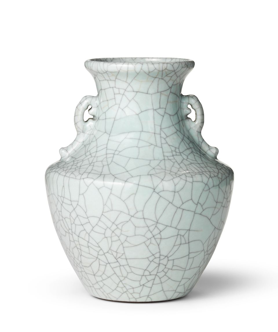 A rare Imperial Ge-type vase, zun Qianlong seal mark and of the period