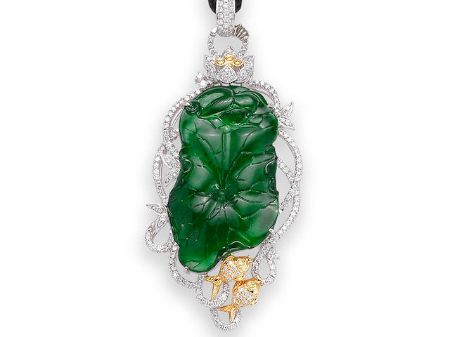A Jadeite and Diamond Pendant/Brooch
