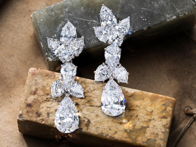 A Fine Pair of Diamond Pendent Earrings, by Harry Winston