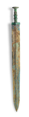 A rare archaic bronze turquoise-inlaid sword, jian Early Warring States Period (3)